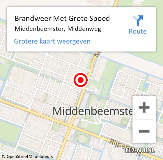 Locatie op kaart van de 112 melding: Brandweer Met Grote Spoed Naar Middenbeemster, Middenweg op 14 november 2022 22:11