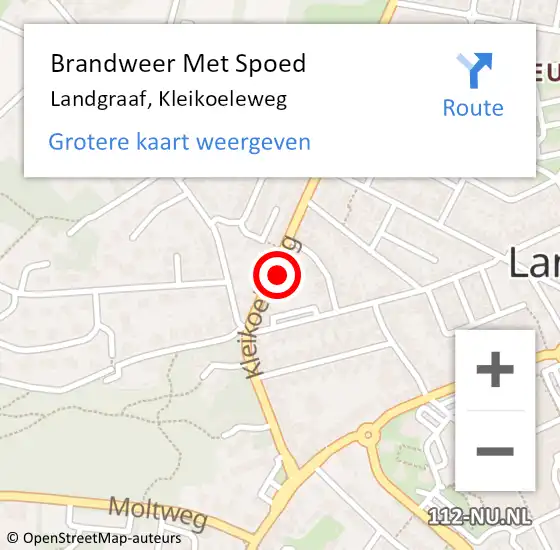 Locatie op kaart van de 112 melding: Brandweer Met Spoed Naar Landgraaf, Kleikoeleweg op 14 november 2022 22:52