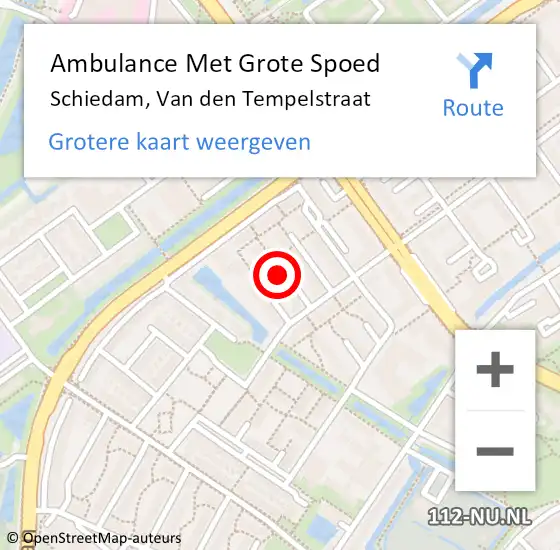 Locatie op kaart van de 112 melding: Ambulance Met Grote Spoed Naar Schiedam, Van den Tempelstraat op 14 november 2022 23:06