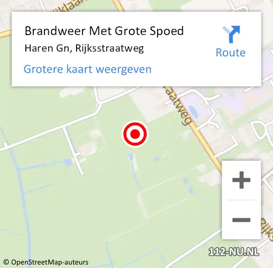 Locatie op kaart van de 112 melding: Brandweer Met Grote Spoed Naar Haren Gn, Rijksstraatweg op 14 november 2022 23:07