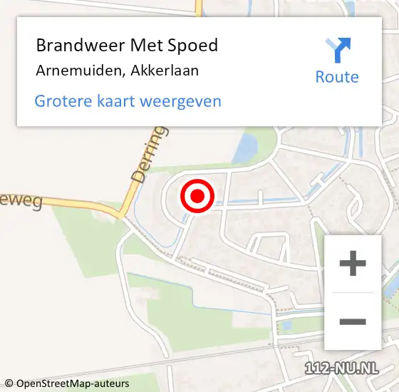 Locatie op kaart van de 112 melding: Brandweer Met Spoed Naar Arnemuiden, Akkerlaan op 14 november 2022 23:12