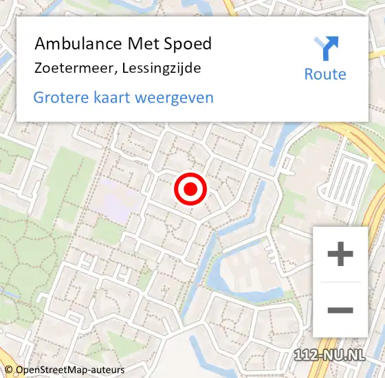 Locatie op kaart van de 112 melding: Ambulance Met Spoed Naar Zoetermeer, Lessingzijde op 14 november 2022 23:30
