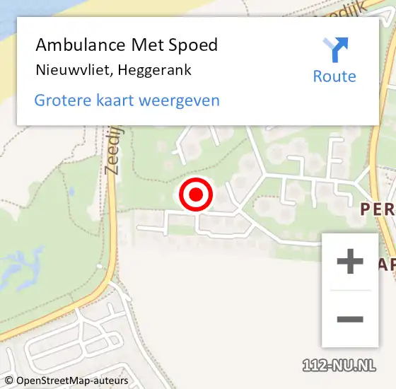 Locatie op kaart van de 112 melding: Ambulance Met Spoed Naar Nieuwvliet, Heggerank op 5 augustus 2014 00:57