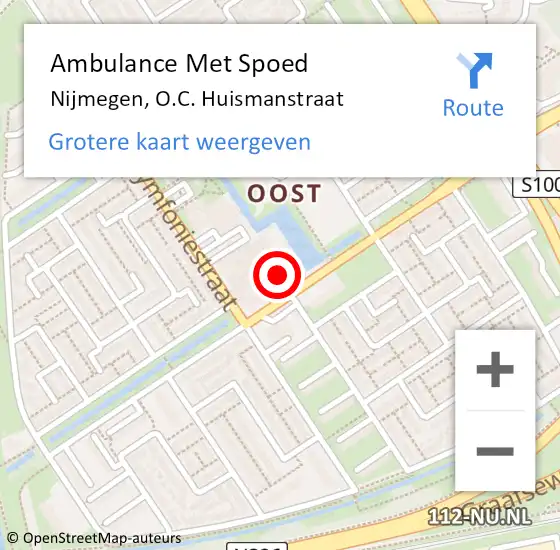 Locatie op kaart van de 112 melding: Ambulance Met Spoed Naar Nijmegen, O.C. Huismanstraat op 15 november 2022 01:38