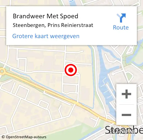 Locatie op kaart van de 112 melding: Brandweer Met Spoed Naar Steenbergen, Prins Reinierstraat op 15 november 2022 02:06