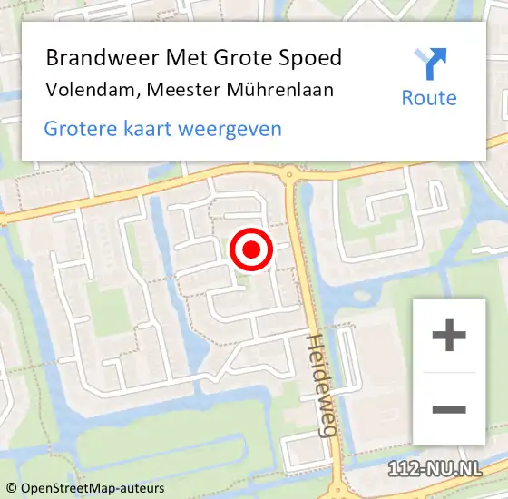 Locatie op kaart van de 112 melding: Brandweer Met Grote Spoed Naar Volendam, Meester Mührenlaan op 15 november 2022 02:09