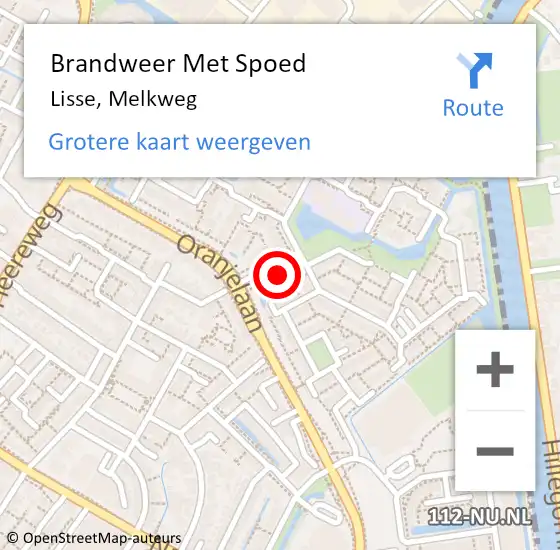 Locatie op kaart van de 112 melding: Brandweer Met Spoed Naar Lisse, Melkweg op 15 november 2022 02:48