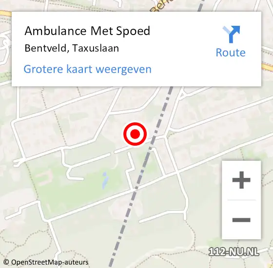 Locatie op kaart van de 112 melding: Ambulance Met Spoed Naar Bentveld, Taxuslaan op 15 november 2022 02:52