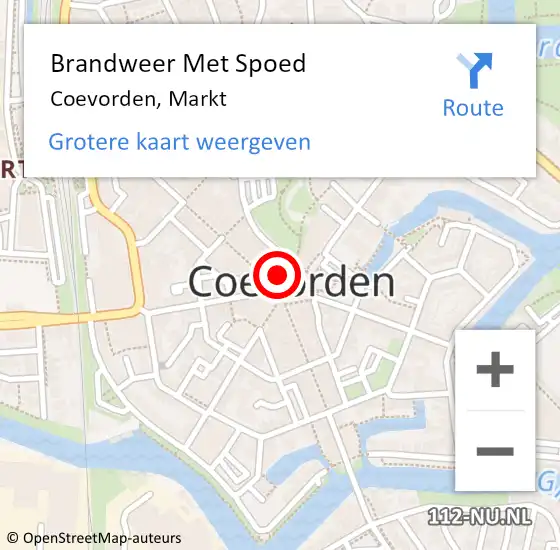 Locatie op kaart van de 112 melding: Brandweer Met Spoed Naar Coevorden, Markt op 15 november 2022 03:08
