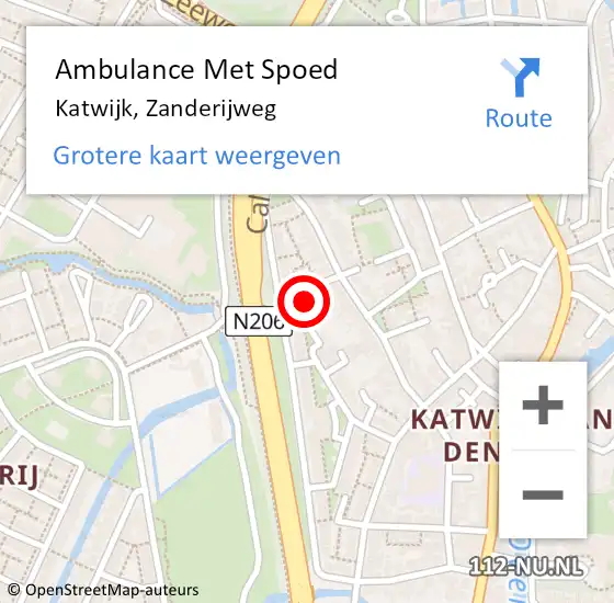 Locatie op kaart van de 112 melding: Ambulance Met Spoed Naar Katwijk, Zanderijweg op 15 november 2022 04:17