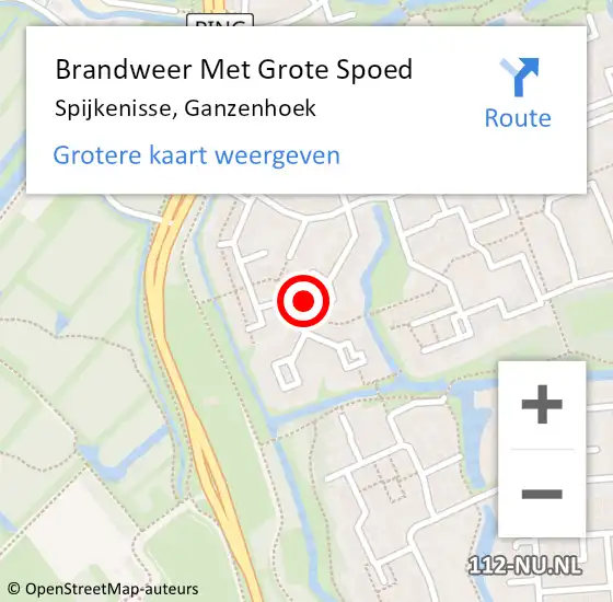 Locatie op kaart van de 112 melding: Brandweer Met Grote Spoed Naar Spijkenisse, Ganzenhoek op 15 november 2022 04:46