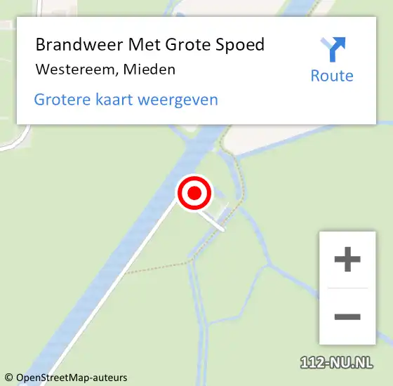 Locatie op kaart van de 112 melding: Brandweer Met Grote Spoed Naar Westereem, Mieden op 15 november 2022 05:00