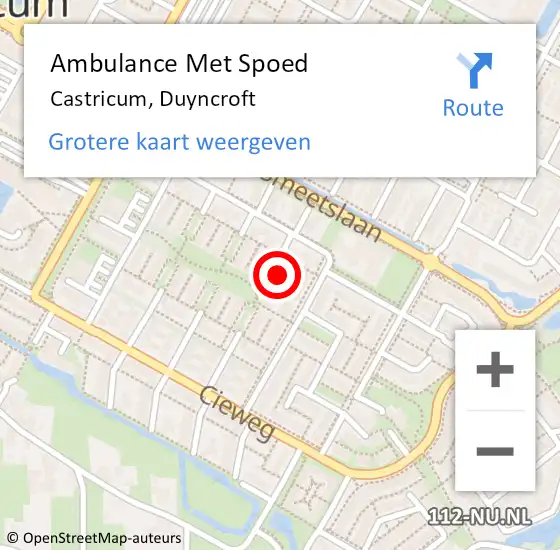 Locatie op kaart van de 112 melding: Ambulance Met Spoed Naar Castricum, Duyncroft op 15 november 2022 05:12