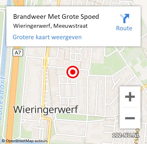 Locatie op kaart van de 112 melding: Brandweer Met Grote Spoed Naar Wieringerwerf, Meeuwstraat op 15 november 2022 05:32