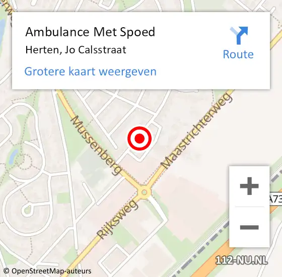 Locatie op kaart van de 112 melding: Ambulance Met Spoed Naar Herten, Jo Calsstraat op 15 november 2022 05:40