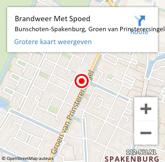 Locatie op kaart van de 112 melding: Brandweer Met Spoed Naar Bunschoten-Spakenburg, Groen van Prinsterersingel op 15 november 2022 05:53