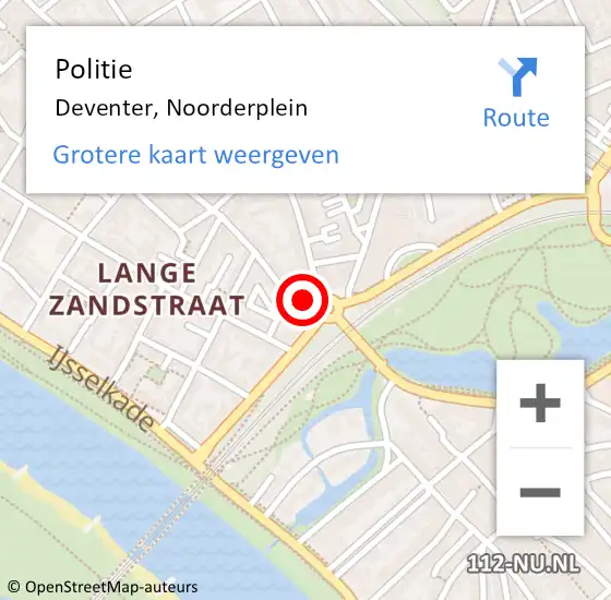 Locatie op kaart van de 112 melding: Politie Deventer, Noorderplein op 15 november 2022 06:40