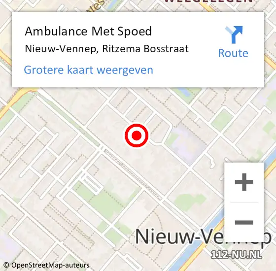 Locatie op kaart van de 112 melding: Ambulance Met Spoed Naar Nieuw-Vennep, Ritzema Bosstraat op 15 november 2022 07:23