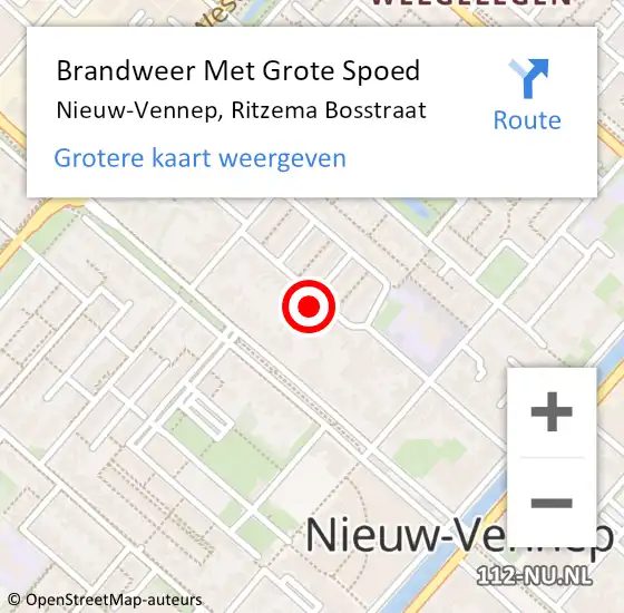 Locatie op kaart van de 112 melding: Brandweer Met Grote Spoed Naar Nieuw-Vennep, Ritzema Bosstraat op 15 november 2022 07:33