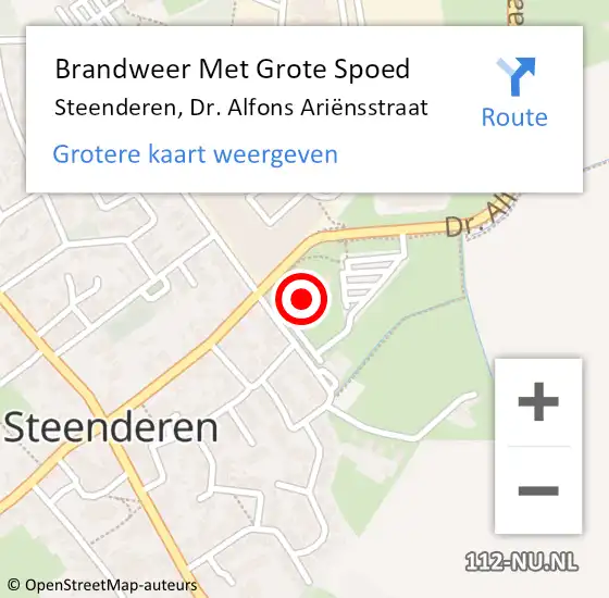 Locatie op kaart van de 112 melding: Brandweer Met Grote Spoed Naar Steenderen, Dr. Alfons Ariënsstraat op 15 november 2022 07:34