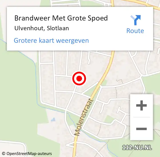 Locatie op kaart van de 112 melding: Brandweer Met Grote Spoed Naar Ulvenhout, Slotlaan op 10 oktober 2013 14:56