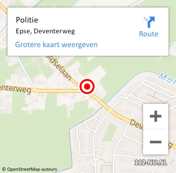 Locatie op kaart van de 112 melding: Politie Epse, Deventerweg op 15 november 2022 08:01