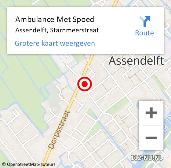 Locatie op kaart van de 112 melding: Ambulance Met Spoed Naar Assendelft, Starnmeerstraat op 15 november 2022 08:02