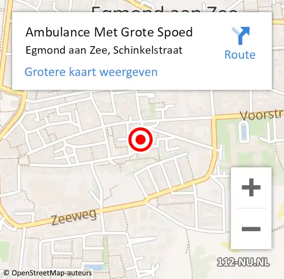 Locatie op kaart van de 112 melding: Ambulance Met Grote Spoed Naar Egmond aan Zee, Schinkelstraat op 15 november 2022 08:08