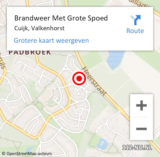 Locatie op kaart van de 112 melding: Brandweer Met Grote Spoed Naar Cuijk, Valkenhorst op 15 november 2022 08:18
