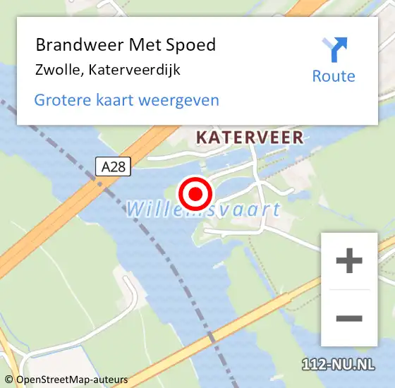 Locatie op kaart van de 112 melding: Brandweer Met Spoed Naar Zwolle, Katerveerdijk op 15 november 2022 08:32