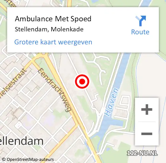 Locatie op kaart van de 112 melding: Ambulance Met Spoed Naar Stellendam, Molenkade op 15 november 2022 08:39