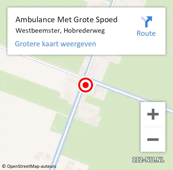 Locatie op kaart van de 112 melding: Ambulance Met Grote Spoed Naar Westbeemster, Hobrederweg op 15 november 2022 08:43