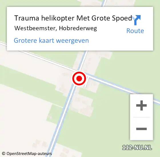 Locatie op kaart van de 112 melding: Trauma helikopter Met Grote Spoed Naar Westbeemster, Hobrederweg op 15 november 2022 08:43