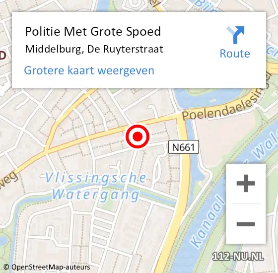 Locatie op kaart van de 112 melding: Politie Met Grote Spoed Naar Middelburg, De Ruyterstraat op 15 november 2022 08:44