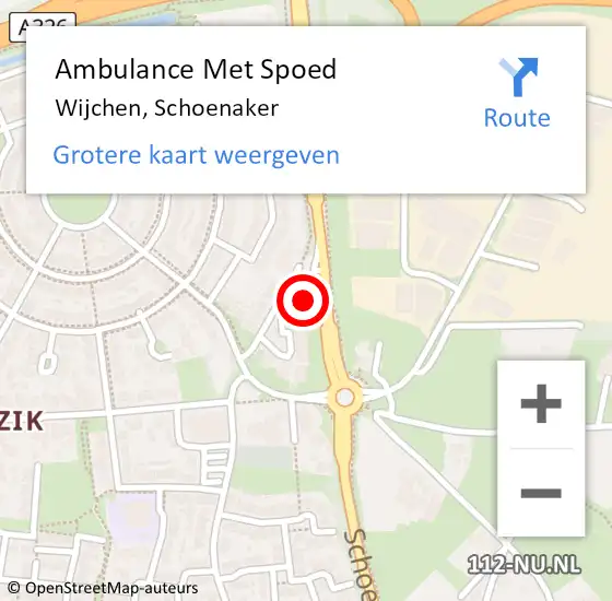 Locatie op kaart van de 112 melding: Ambulance Met Spoed Naar Wijchen, Schoenaker op 15 november 2022 08:48