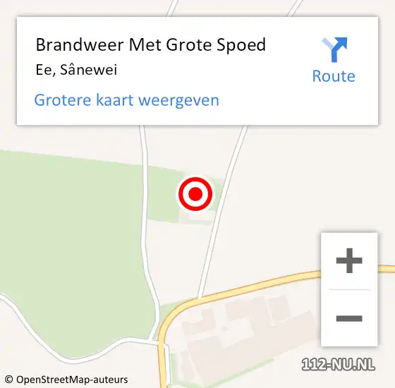 Locatie op kaart van de 112 melding: Brandweer Met Grote Spoed Naar Ee, Sânewei op 15 november 2022 09:23