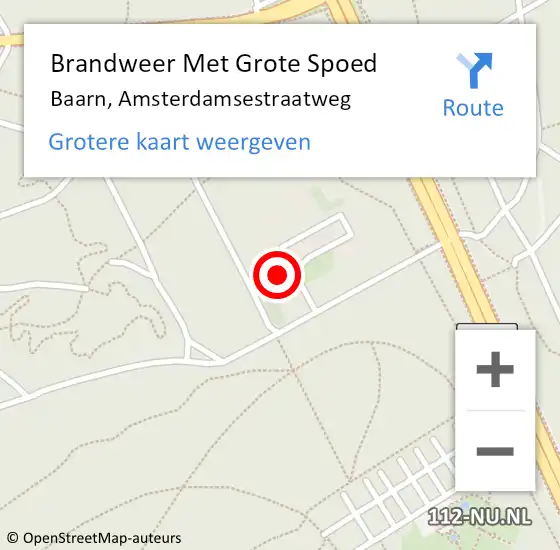 Locatie op kaart van de 112 melding: Brandweer Met Grote Spoed Naar Baarn, Amsterdamsestraatweg op 15 november 2022 09:29