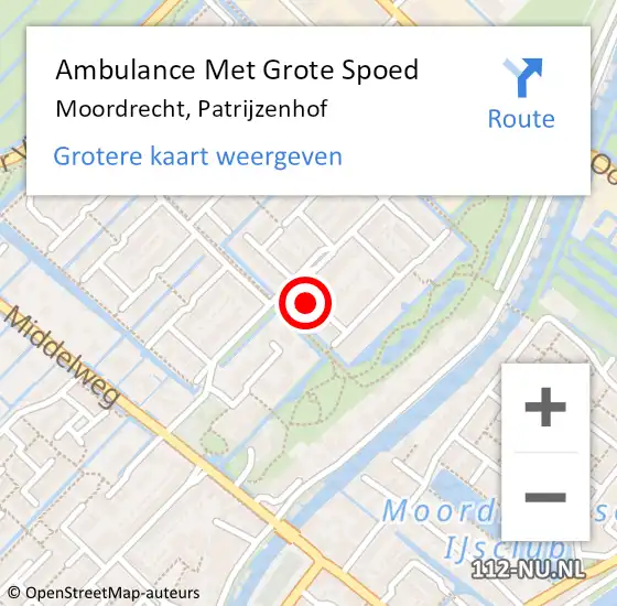 Locatie op kaart van de 112 melding: Ambulance Met Grote Spoed Naar Moordrecht, Patrijzenhof op 15 november 2022 09:35