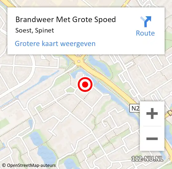 Locatie op kaart van de 112 melding: Brandweer Met Grote Spoed Naar Soest, Spinet op 15 november 2022 09:55