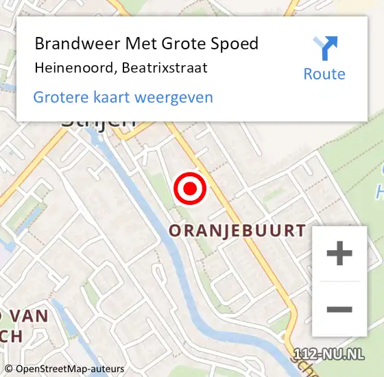 Locatie op kaart van de 112 melding: Brandweer Met Grote Spoed Naar Heinenoord, Beatrixstraat op 15 november 2022 10:14