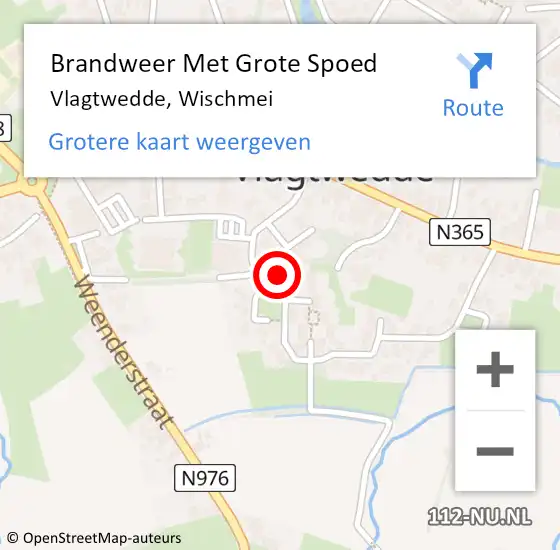 Locatie op kaart van de 112 melding: Brandweer Met Grote Spoed Naar Vlagtwedde, Wischmei op 15 november 2022 10:15