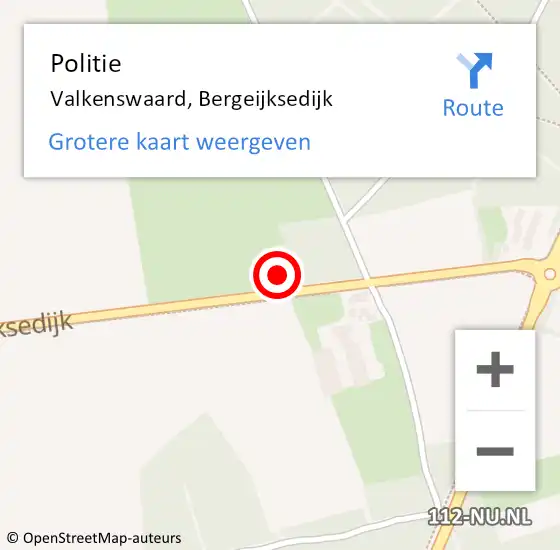 Locatie op kaart van de 112 melding: Politie Valkenswaard, Bergeijksedijk op 15 november 2022 10:20