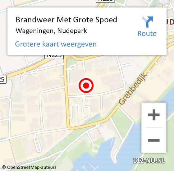 Locatie op kaart van de 112 melding: Brandweer Met Grote Spoed Naar Wageningen, Nudepark op 15 november 2022 10:34