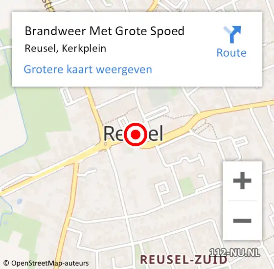 Locatie op kaart van de 112 melding: Brandweer Met Grote Spoed Naar Reusel, Kerkplein op 15 november 2022 10:55