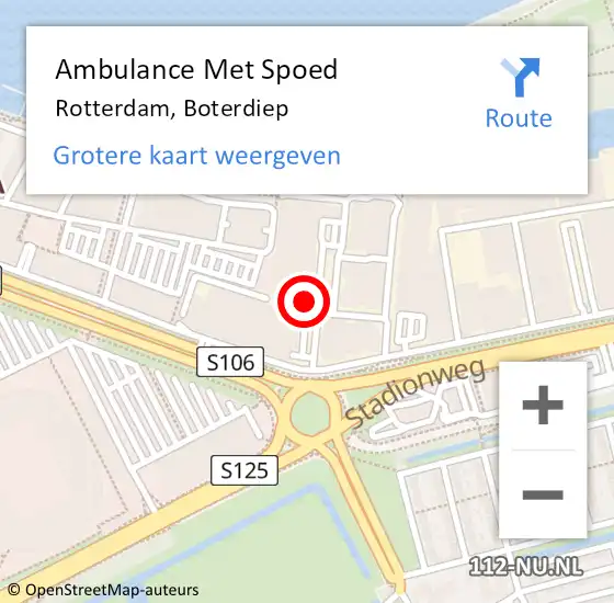 Locatie op kaart van de 112 melding: Ambulance Met Spoed Naar Rotterdam, Boterdiep op 15 november 2022 11:14