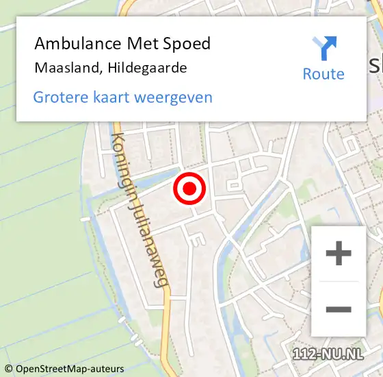 Locatie op kaart van de 112 melding: Ambulance Met Spoed Naar Maasland, Hildegaarde op 15 november 2022 11:32