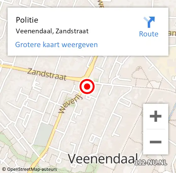 Locatie op kaart van de 112 melding: Politie Veenendaal, Zandstraat op 15 november 2022 12:03
