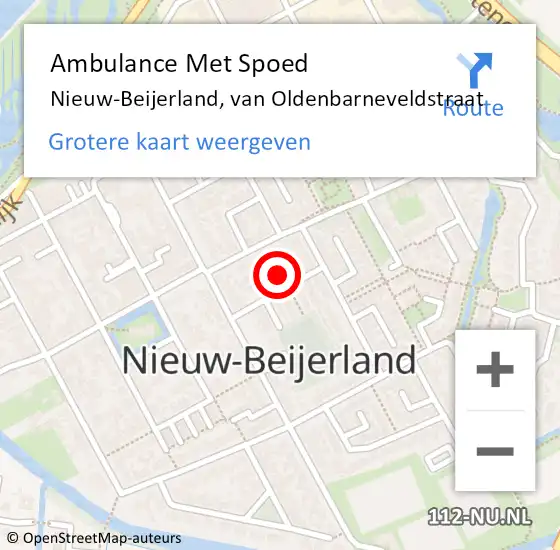 Locatie op kaart van de 112 melding: Ambulance Met Spoed Naar Nieuw-Beijerland, van Oldenbarneveldstraat op 15 november 2022 12:13