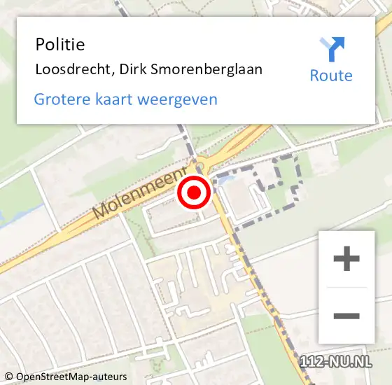 Locatie op kaart van de 112 melding: Politie Loosdrecht, Dirk Smorenberglaan op 15 november 2022 12:15