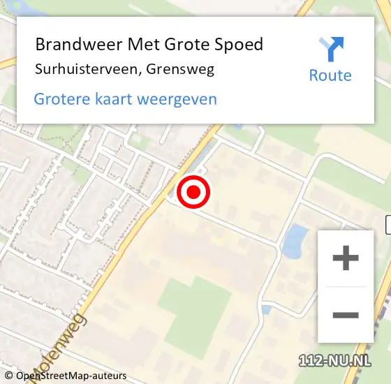 Locatie op kaart van de 112 melding: Brandweer Met Grote Spoed Naar Surhuisterveen, Grensweg op 15 november 2022 12:18